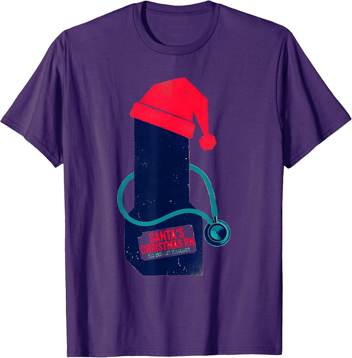 Santa's Christmas RN Has Nice-List Clearance Funny Nurse T-Shirt - Purple