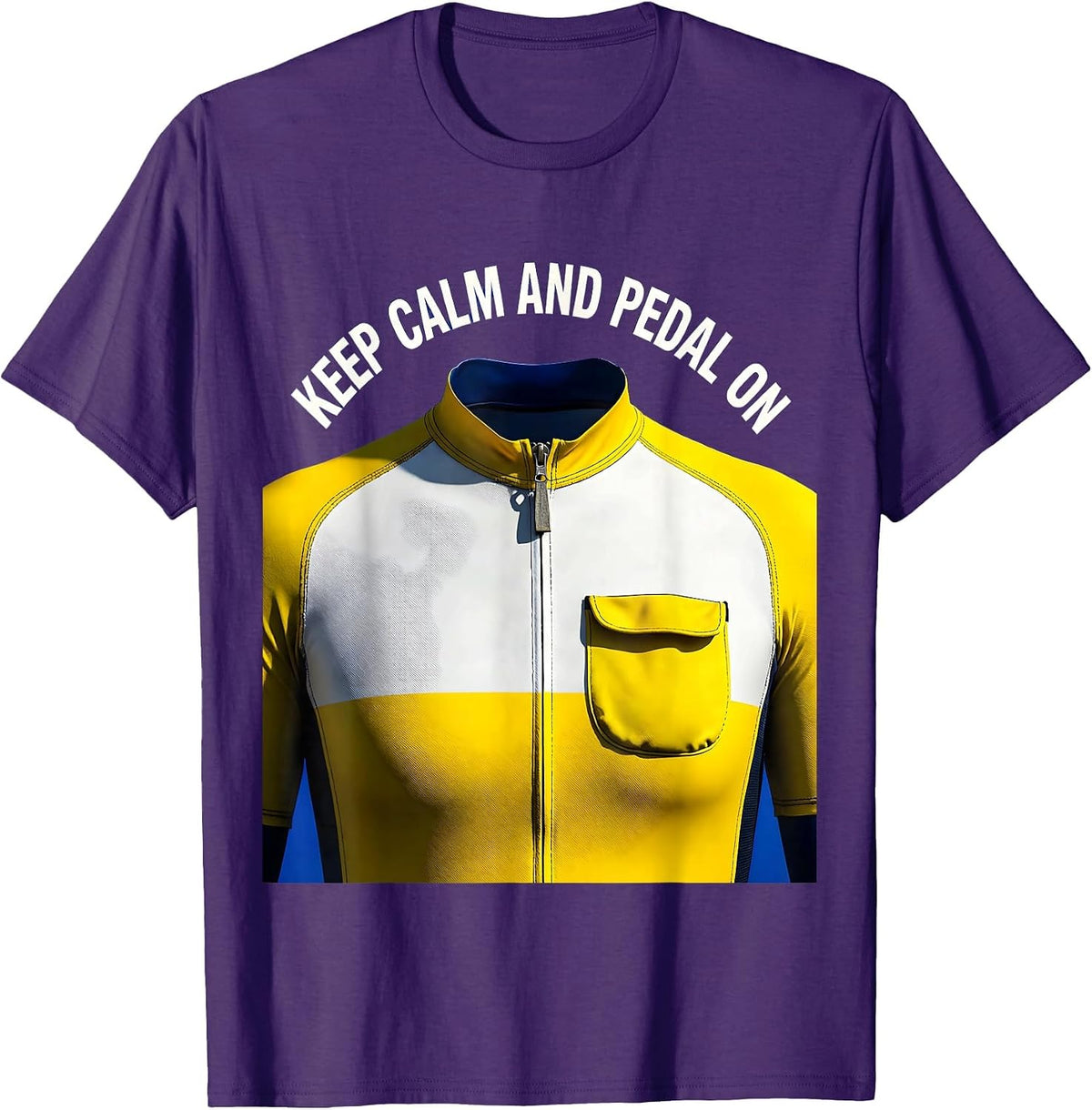 Keep Calm and Pedal On Cycling Design T-Shirt - Purple