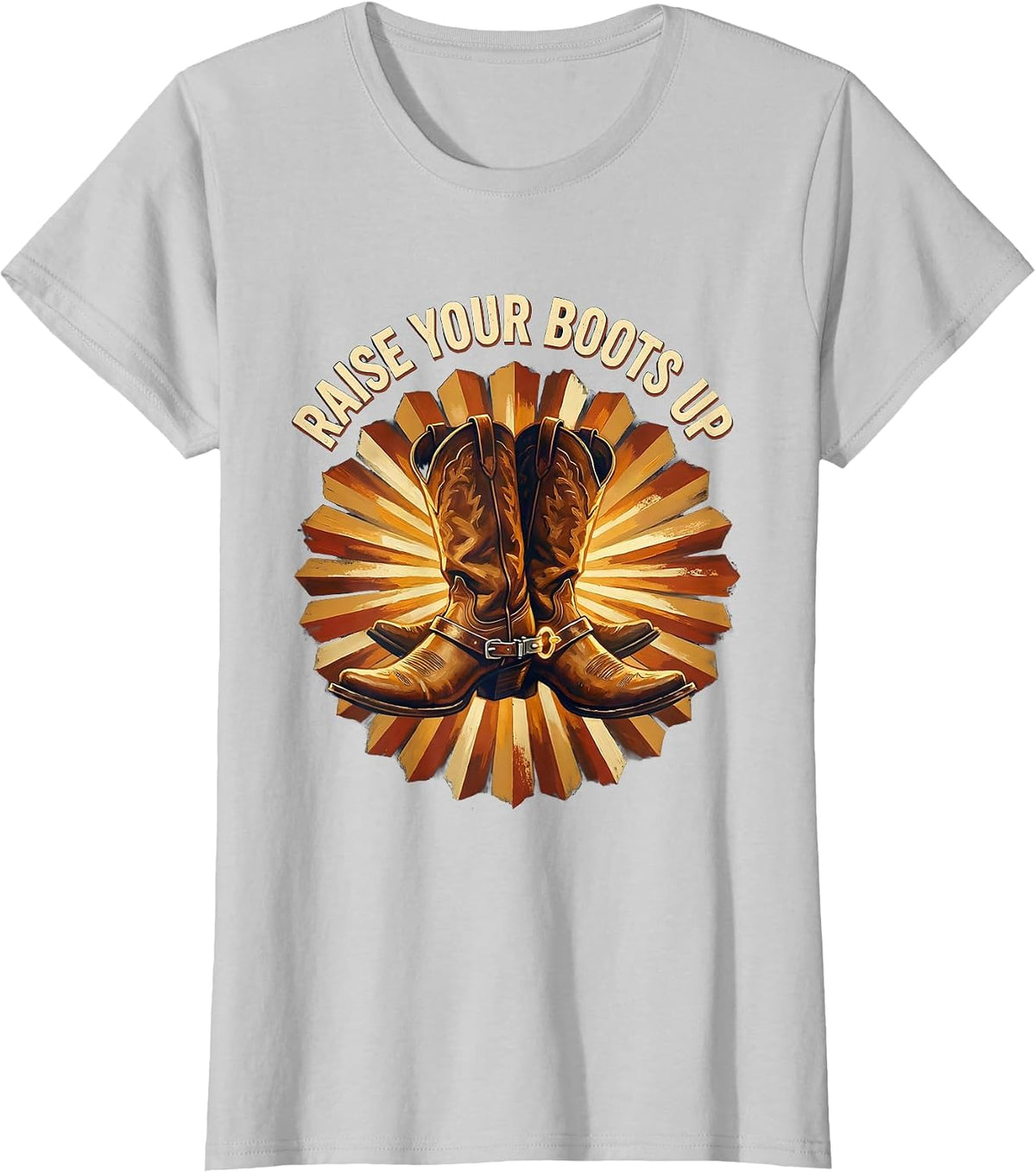 Raise Your Boots Up Country Pride Design T-Shirt - Silver Grey