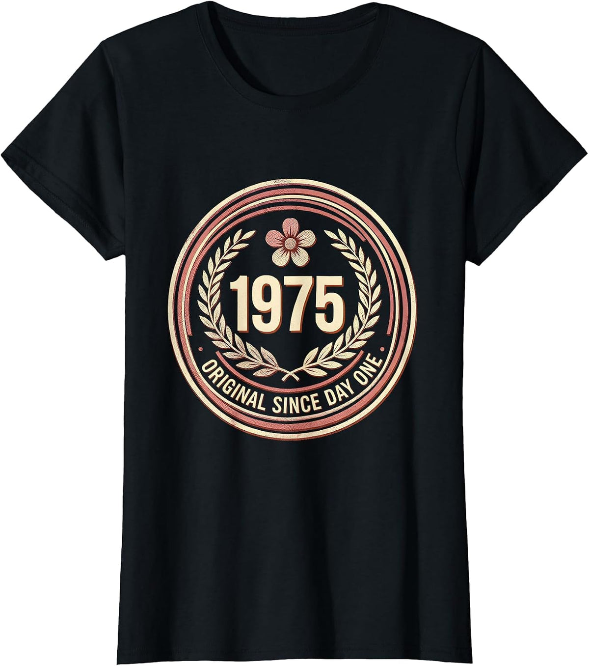 Vintage 1975 Original Since Day One Birthday Design T-Shirt - Black