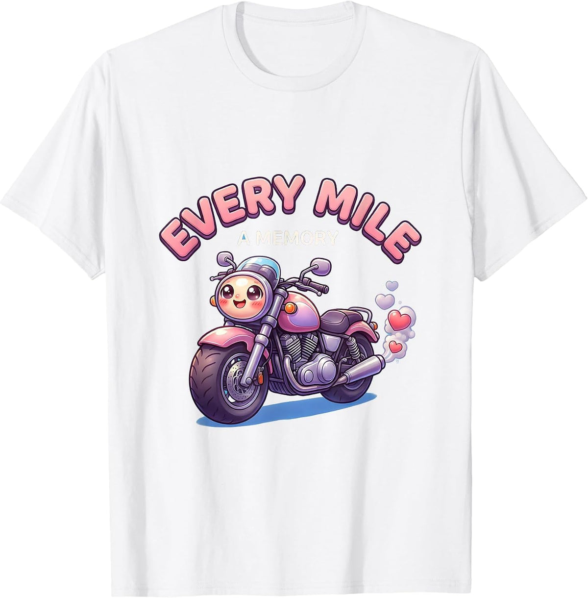 Men's Every Mile A Memory Motorcycle Rider Design T-Shirt - White