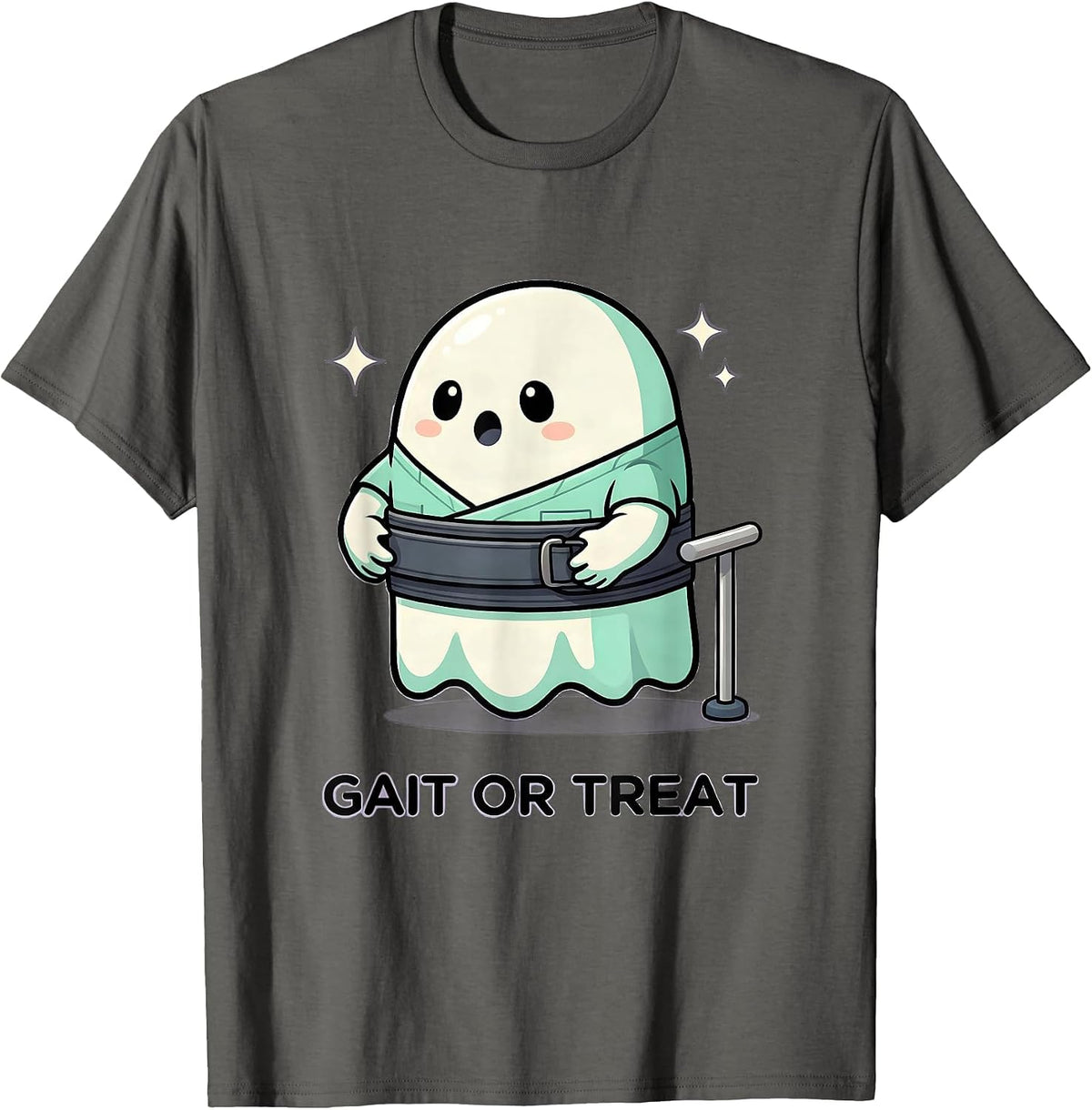 Gait Or Treat Funny Physical Therapist Halloween Humor T-Shirt - Asphalt Grey