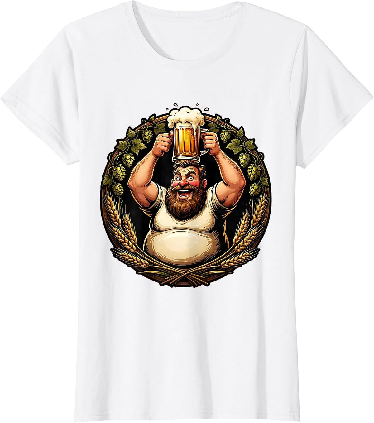 Women's Prost Bearded Tankard Raise Celebration Graphic T-Shirt - White