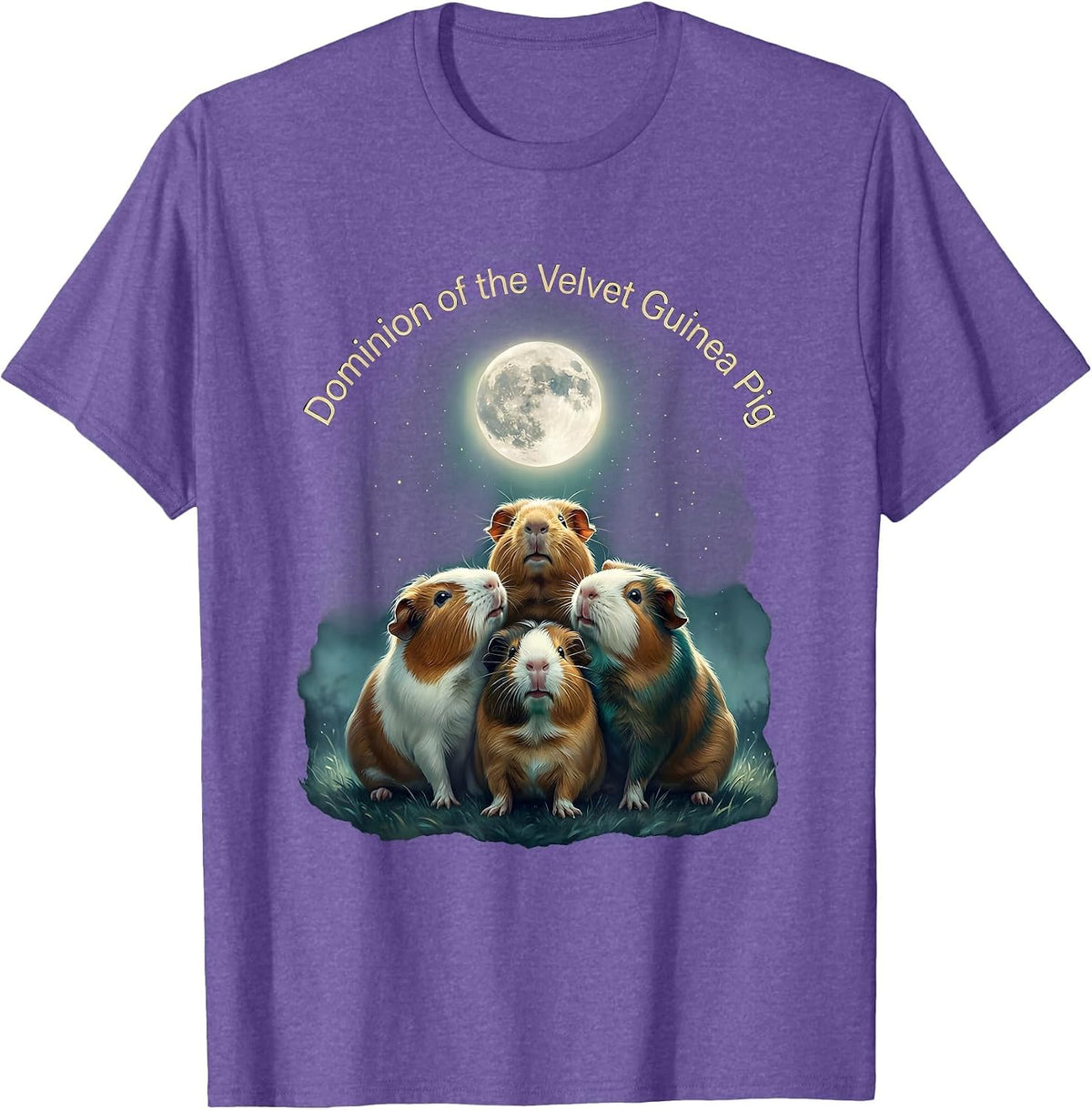 Men's Dominion of the Velvet Guinea Pig Funny Guinea Pig Lover T-Shirt - Purple Heather