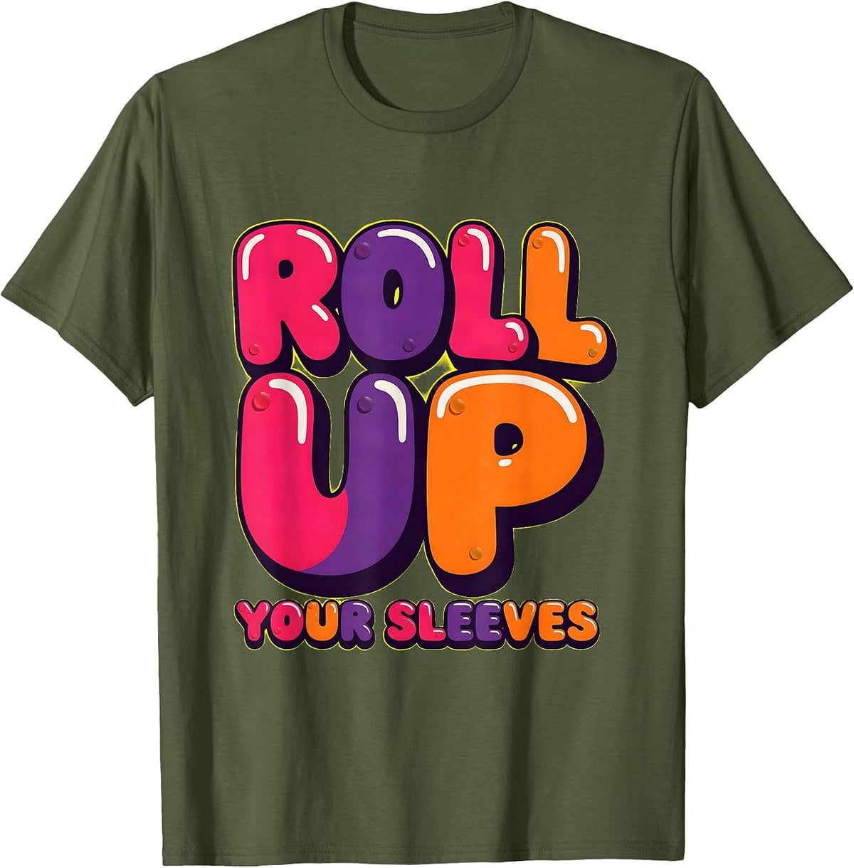 Roll Up Your Sleeves Rosie The Riveter Design T-Shirt - Olive Green