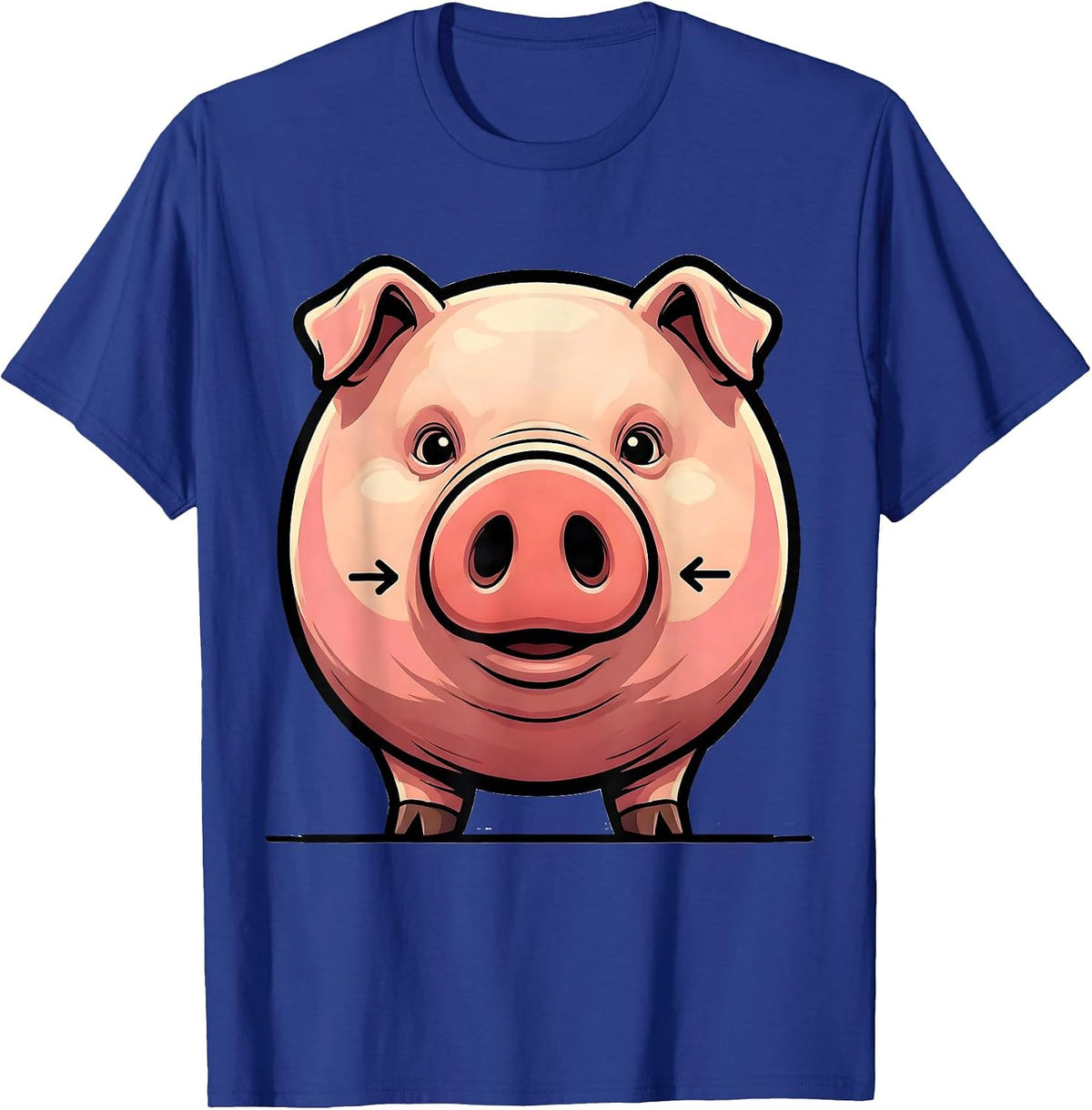 Men's Cartoon Pink Pig Farm Animal Lover Humor T-Shirt - Royal Blue