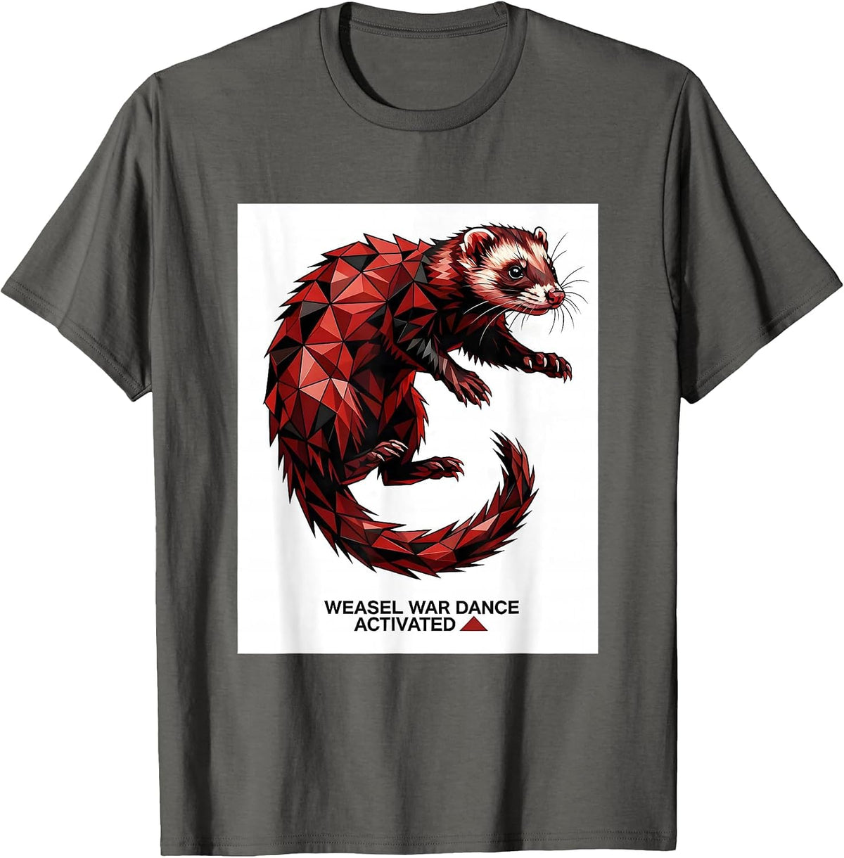 Men's Weasel War Dance Activated Funny Ferret Lover Gift Christmas T-Shirt - Asphalt Grey