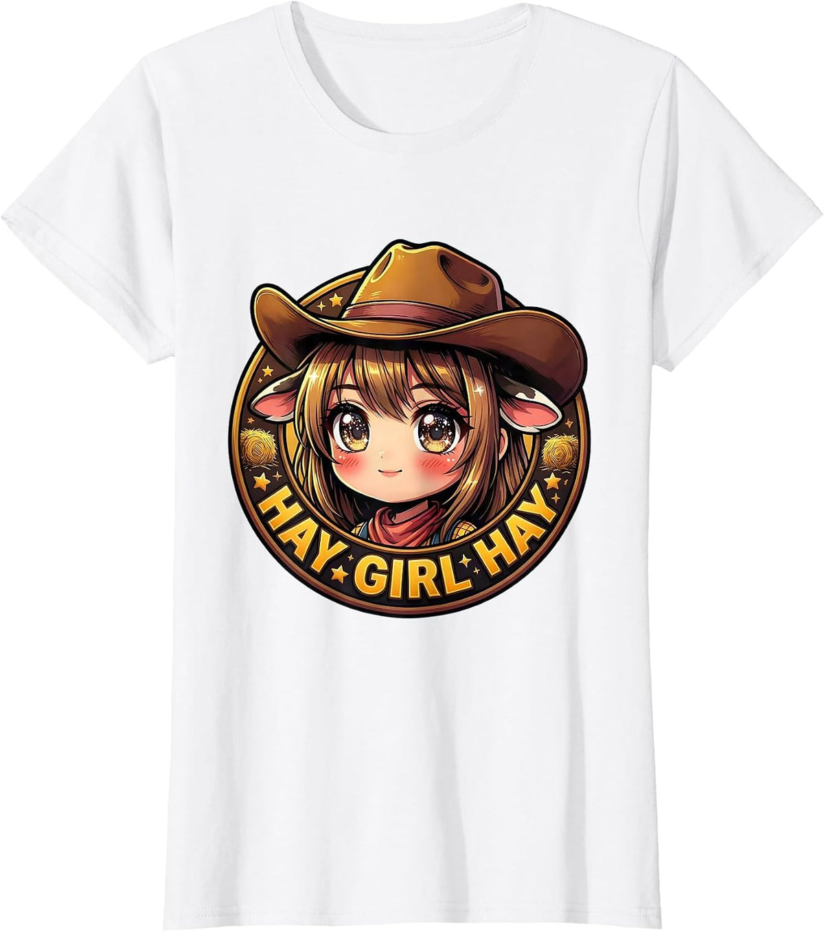 Women's Hay Girl Hay Cowgirl Western Design T-Shirt - White