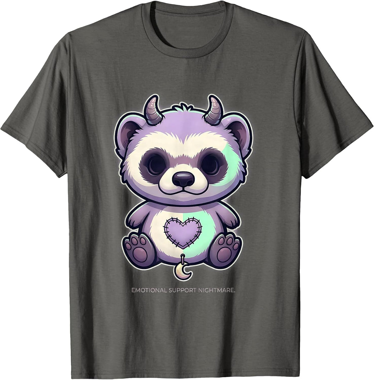 Men's Emotional Support Nightmare Horror Pastel Goth Kawaii Ferret T-Shirt - Asphalt Grey