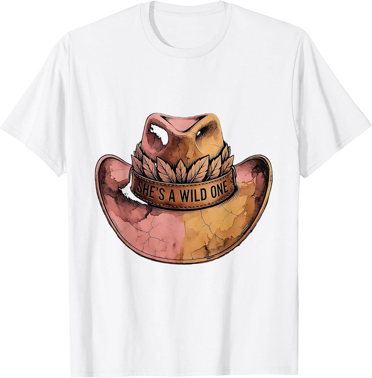 Men's She's A Wild One Cowgirl Graphic Design T-Shirt - White
