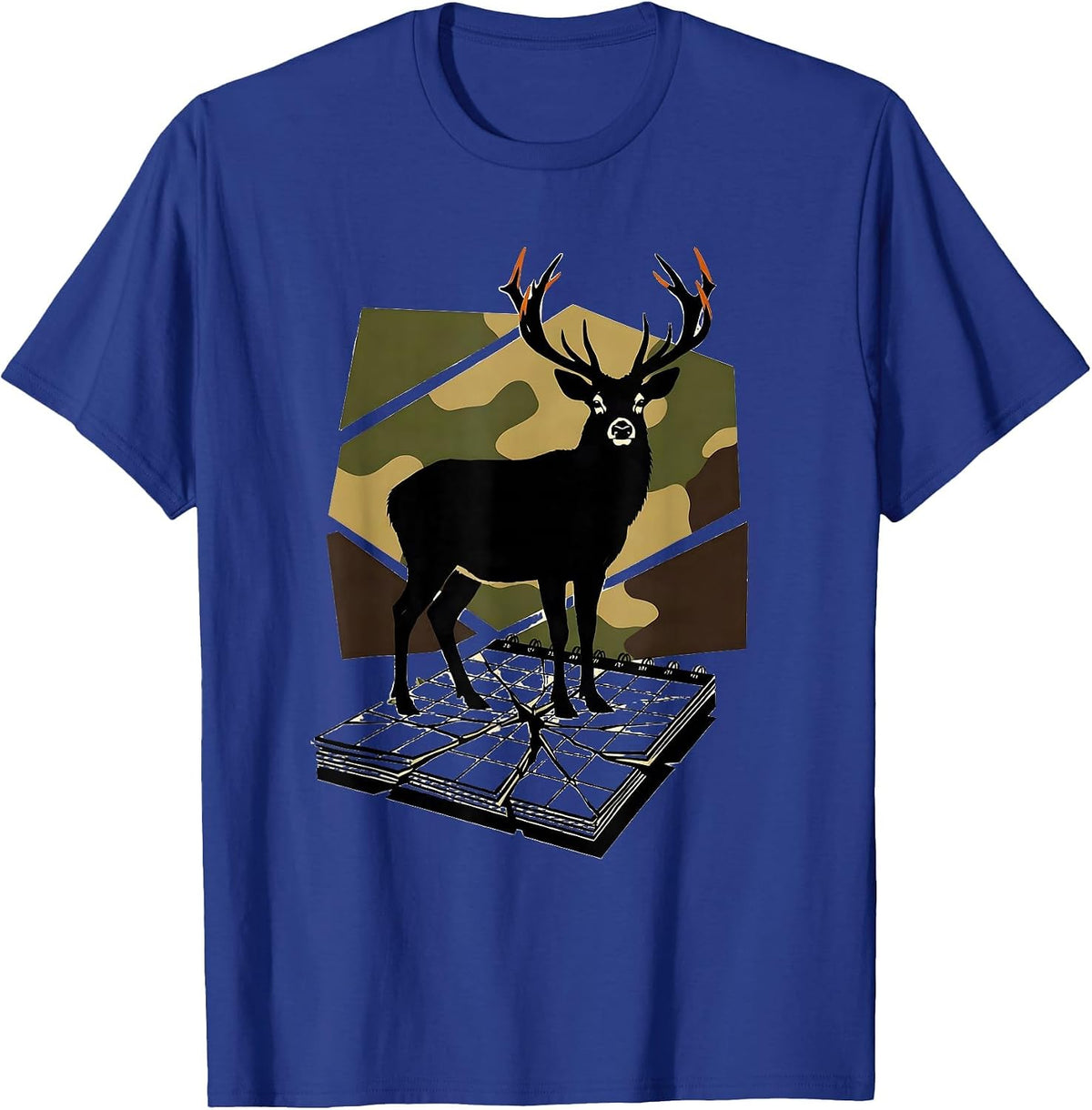 Buck Silhouette Camo Deer Hunting Humor Gift T-Shirt - Royal Blue