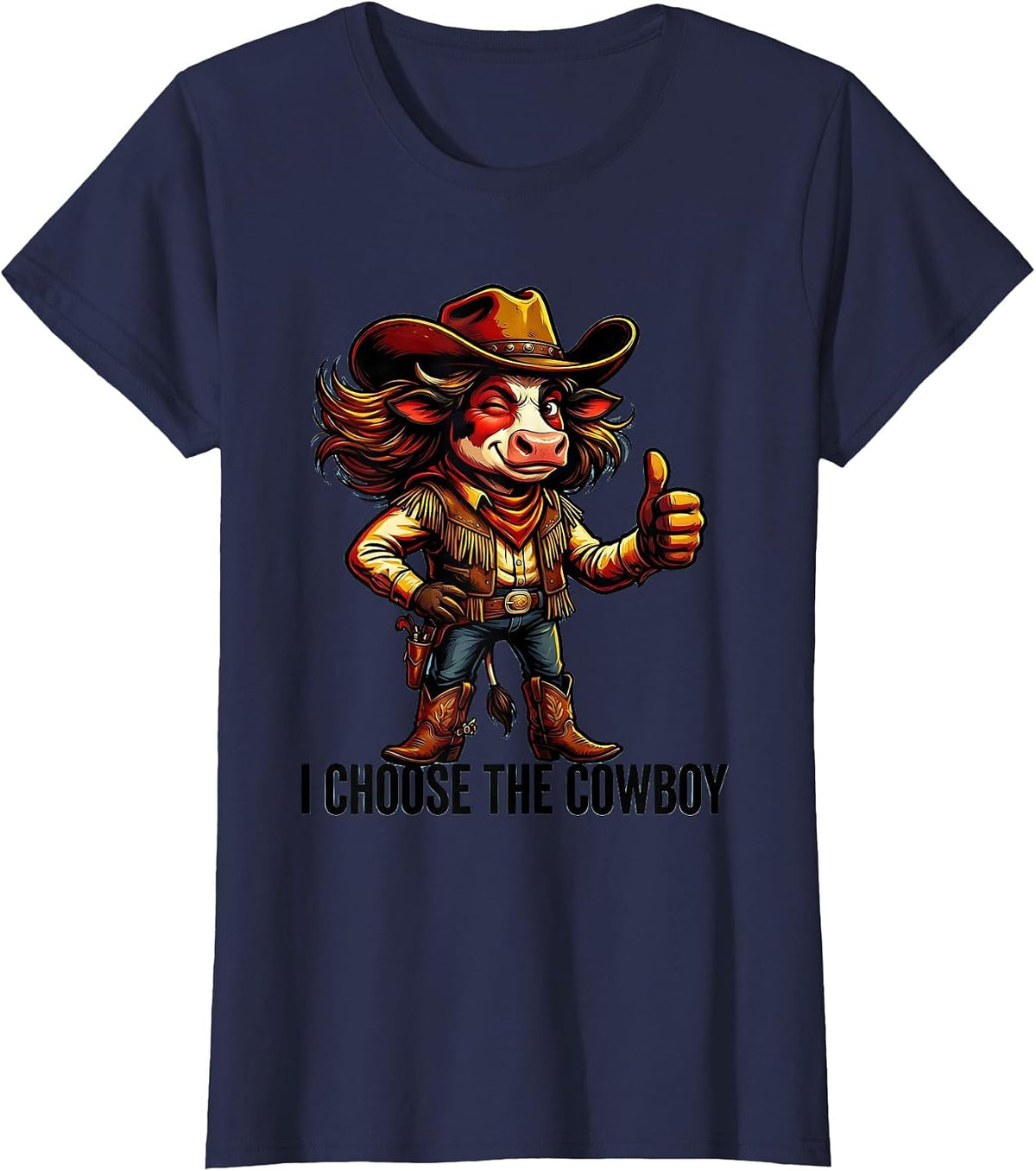 Women's Save A Horse Ride A Cowboy Western Design T-Shirt - Navy Blue