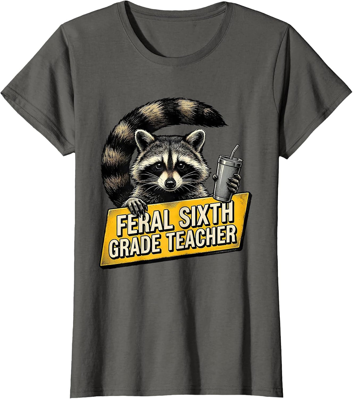 Women's Feral Sixth Grade Teacher Funny Teacher Back to School T-Shirt - Asphalt Grey