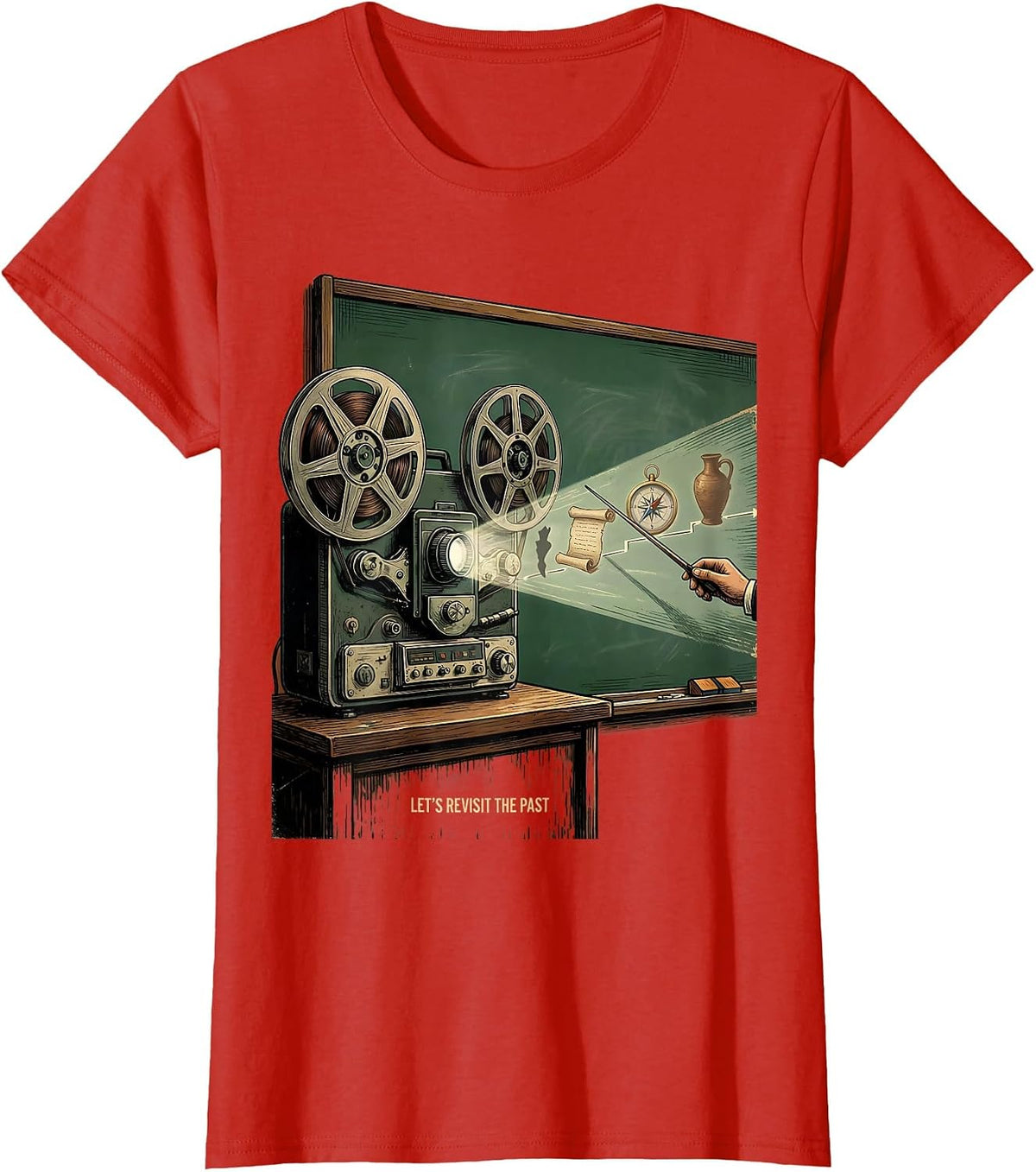 Let's Revisit The Past Vintage History Teacher Humor T-Shirt - Red