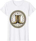 Women's Nashville Two-Step Boot Print Trail Graphic T-Shirt - White