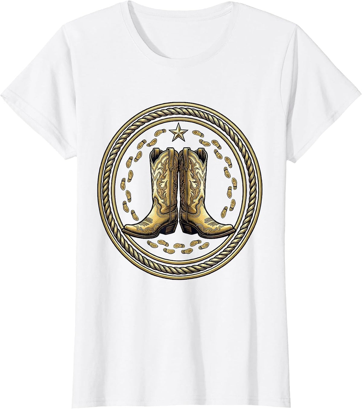 Women's Nashville Two-Step Boot Print Trail Graphic T-Shirt - White