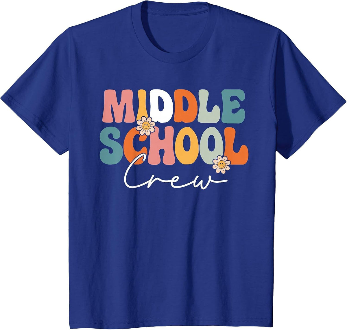 Middle School Crew Team Retro Groovy Vintage Back to School T-Shirt - Royal Blue