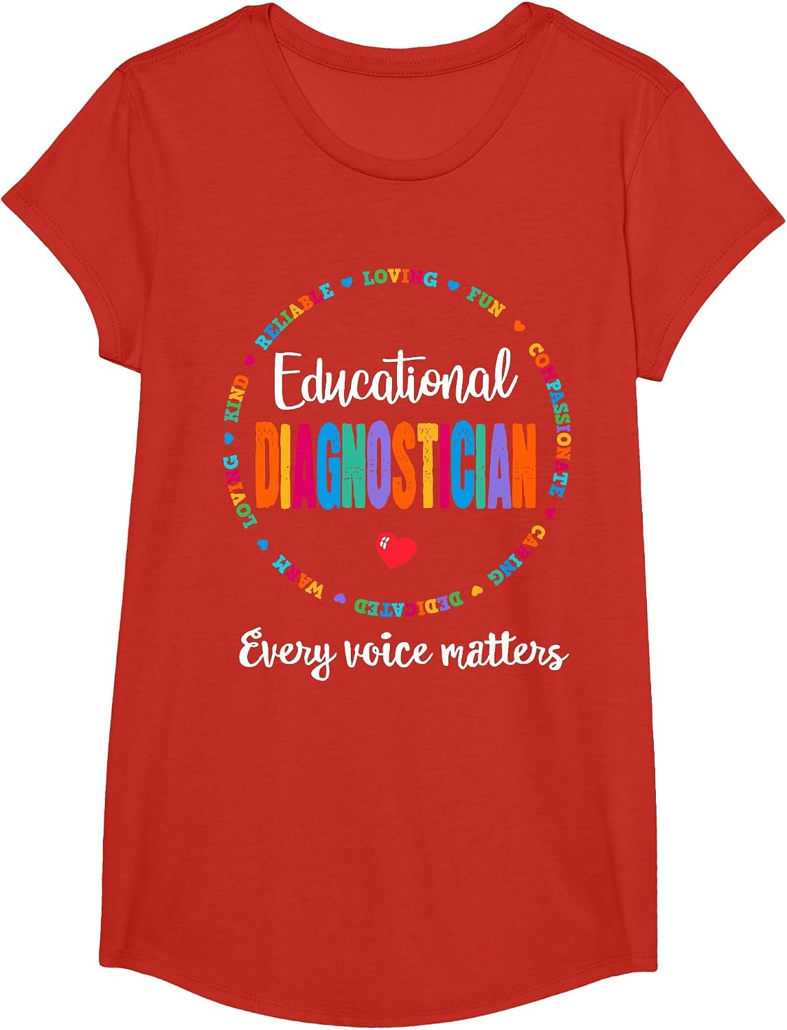 Educational Diagnostician School Psychologist Psych Assessor T-Shirt - Girls Red