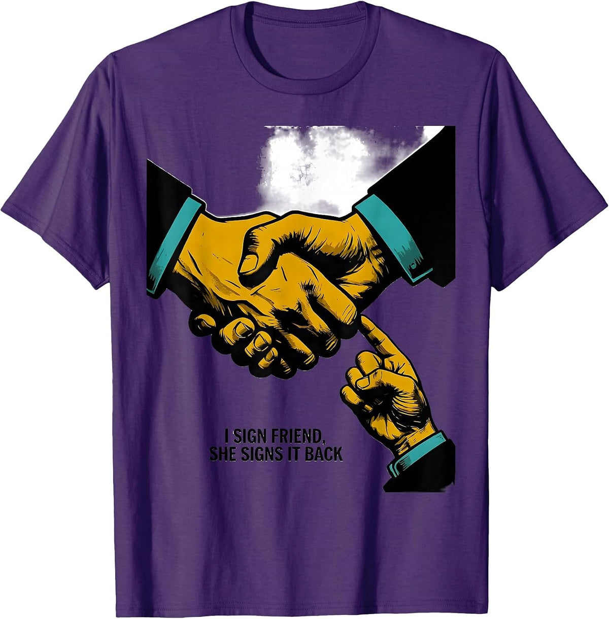 I Sign Friend, She Signs It Back Funny ASL Teacher Inclusion T-Shirt, Men, Purple, Large - As Pictured
