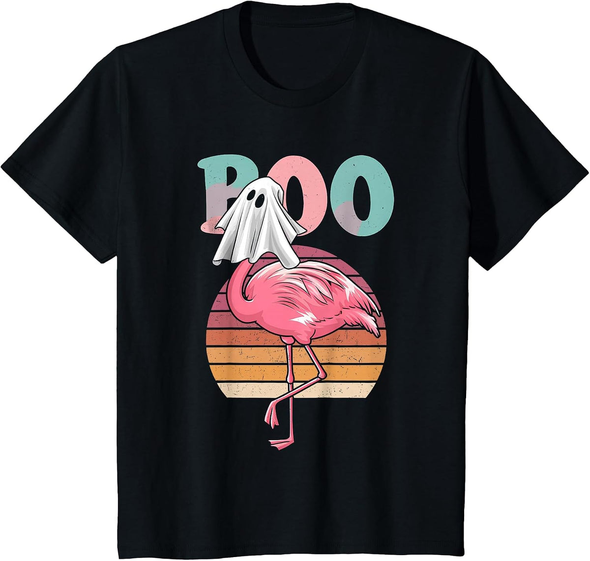 Flamingo Ghost Boo Pink Halloween Costume Flamingo Lover T-Shirt - Black