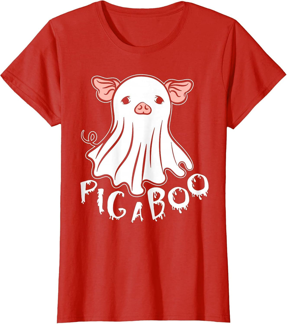 Ghost Pig Costume Pig A Boo Farmer Animal Halloween Costume T-Shirt - Red