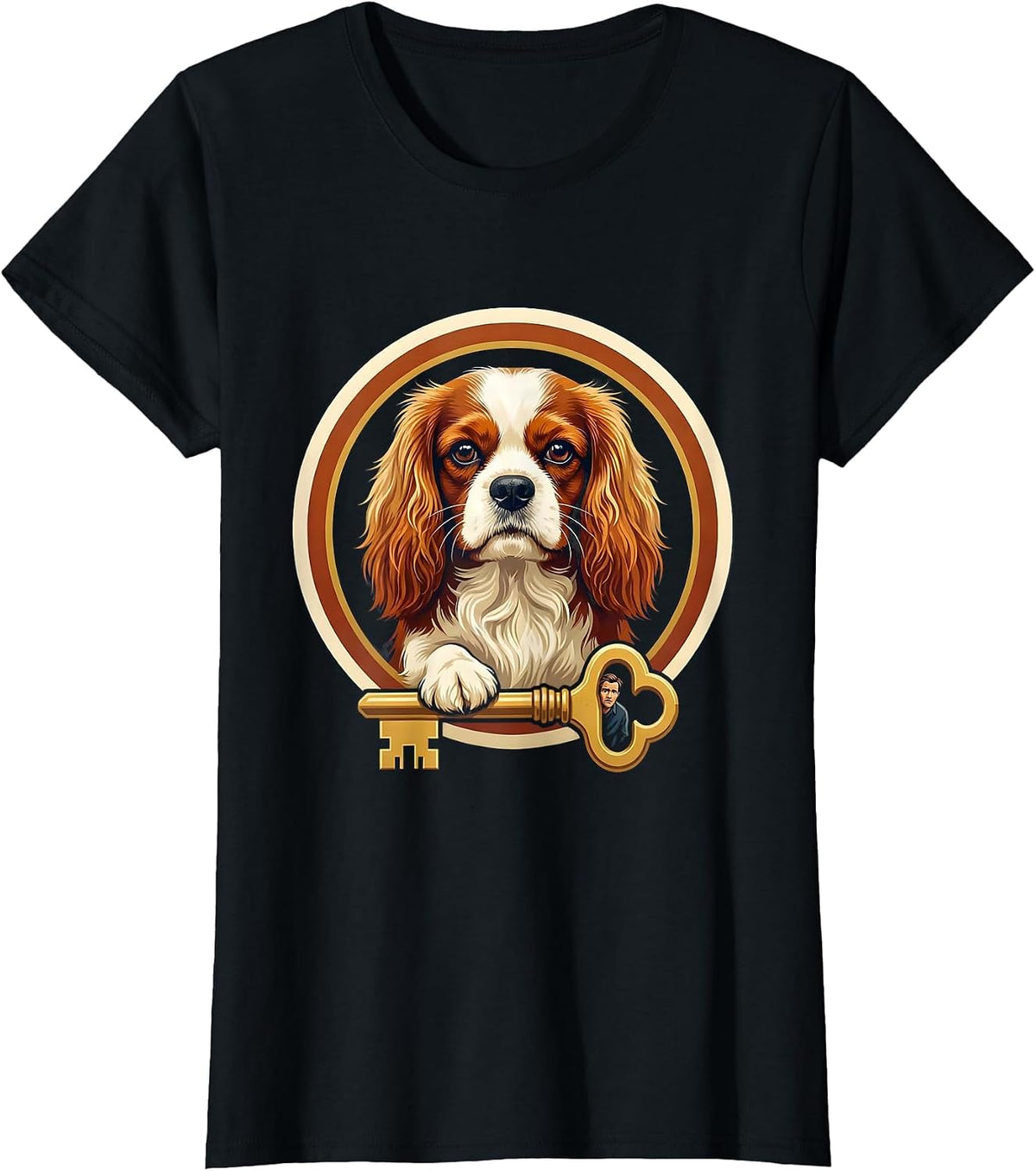 Cavalier King Charles Spaniel Emblem Pet Lover Gift T-Shirt - Black