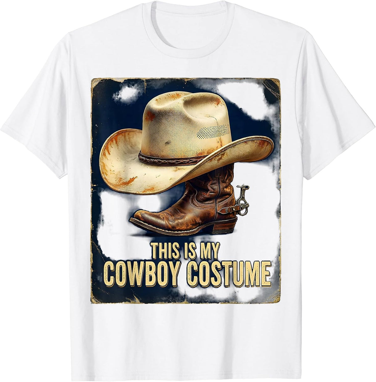 Men's This Is My Cowboy Costume Vintage Western Halloween Party T-Shirt - White