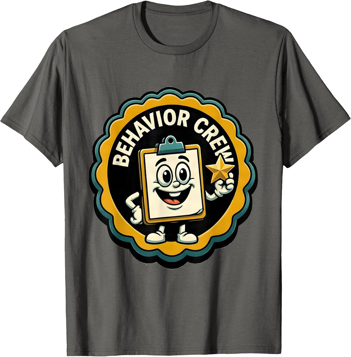 Men's Behavior Crew Retro ABA RBT Therapist Behavior Analyst Humor T-Shirt - Asphalt Grey