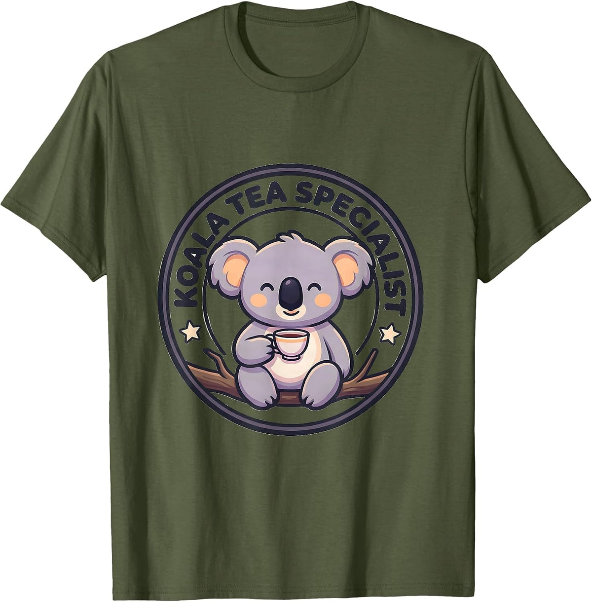 Men's Koala Tea Specialist Cute Kawaii Koala Lover Animal Pun T-Shirt - Olive Green