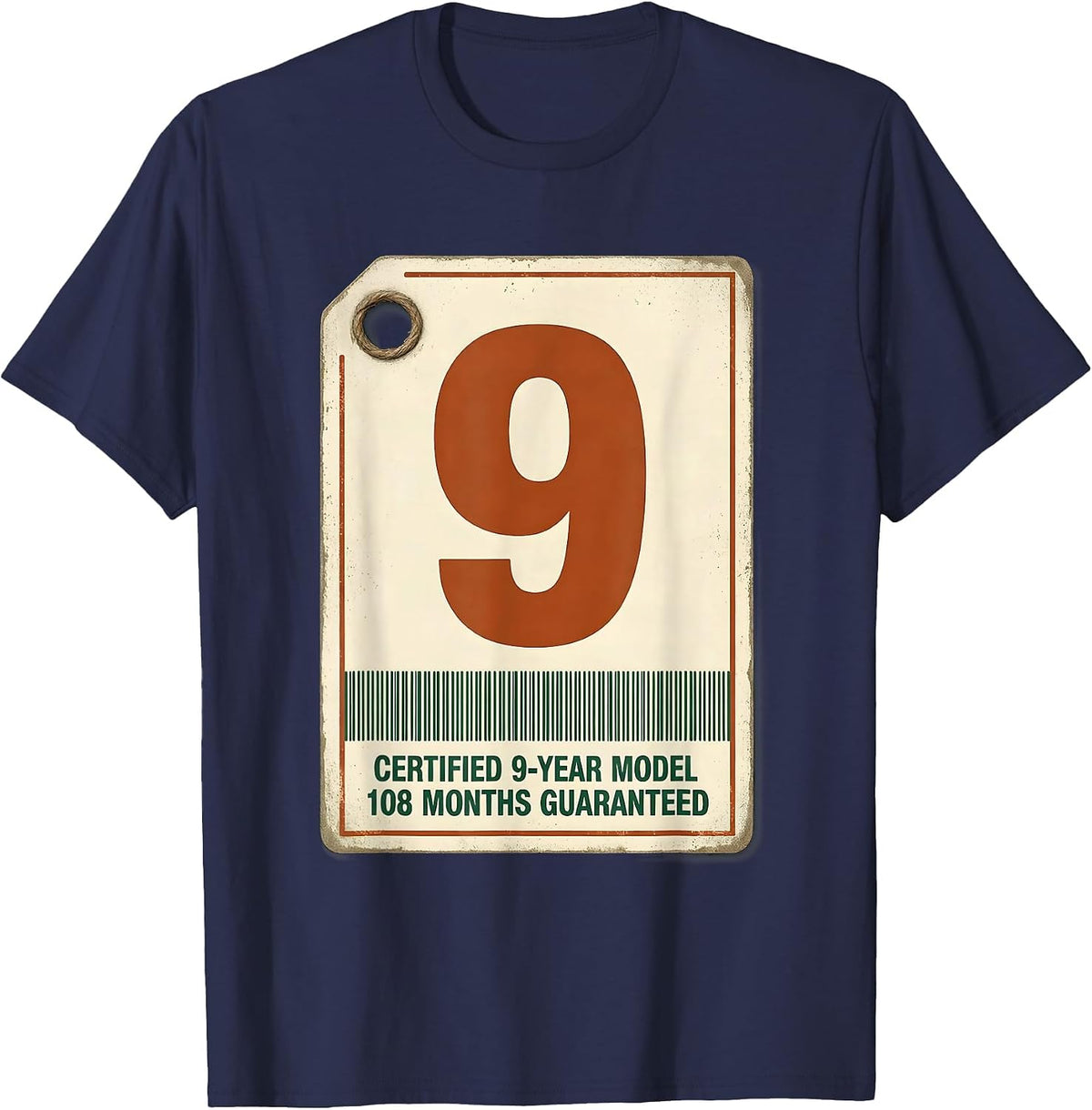 Men's Certified 9-Year Model, 108 Months Guaranteed Vintage T-Shirt - Navy Blue