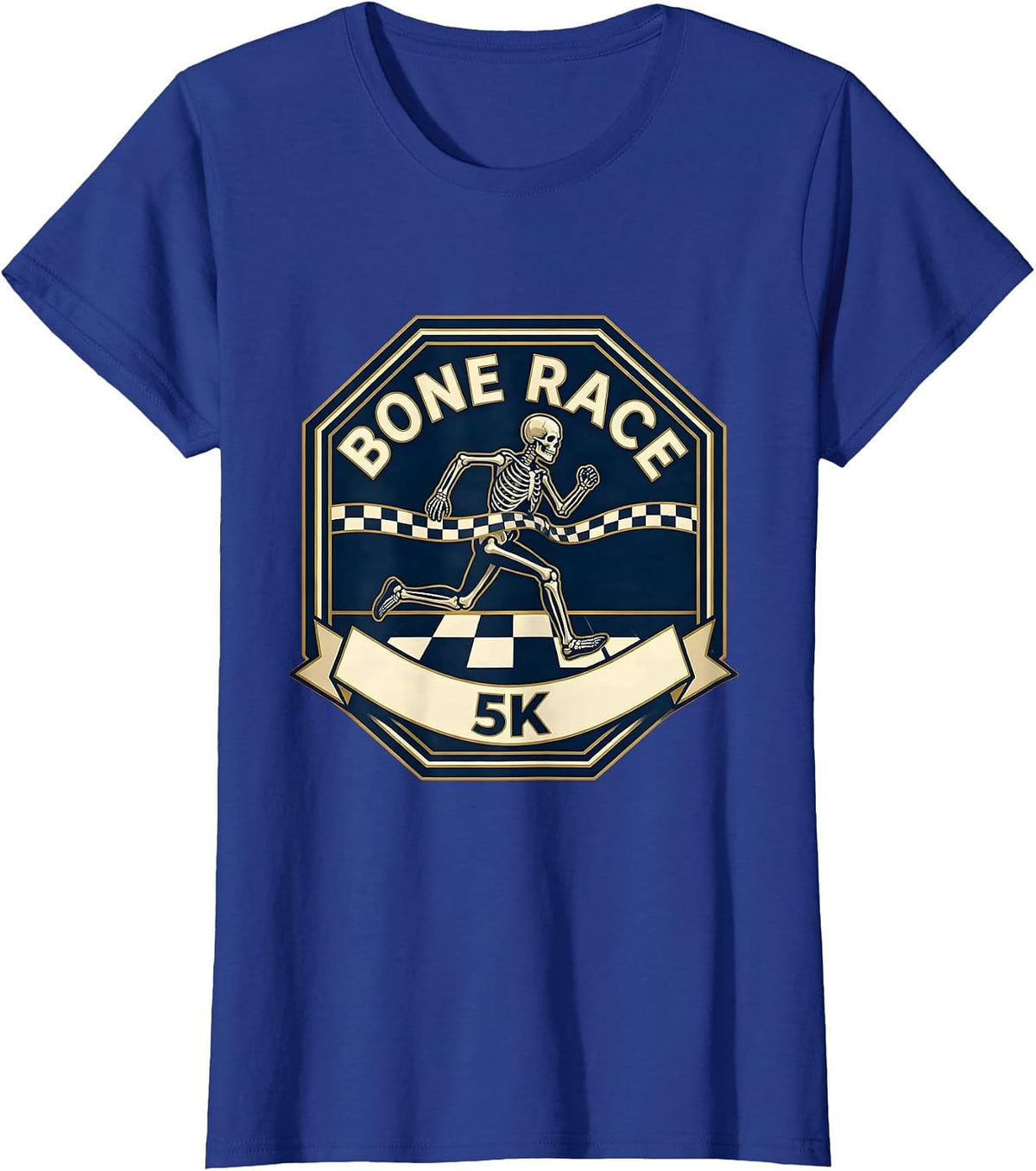 Women's Bone Race 5K Funny Skeleton Runner Halloween Fun Run T-Shirt - Royal Blue