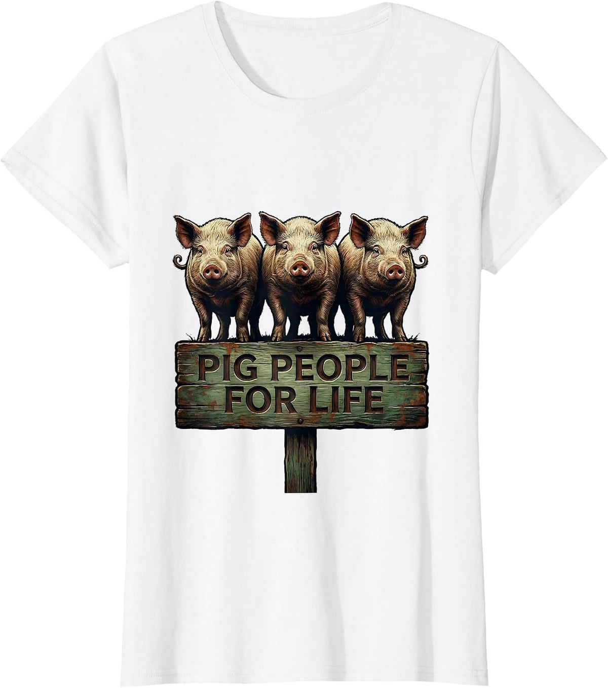 Pig People For Life Funny Pig Farm Animal Lover Vintage T-Shirt - White