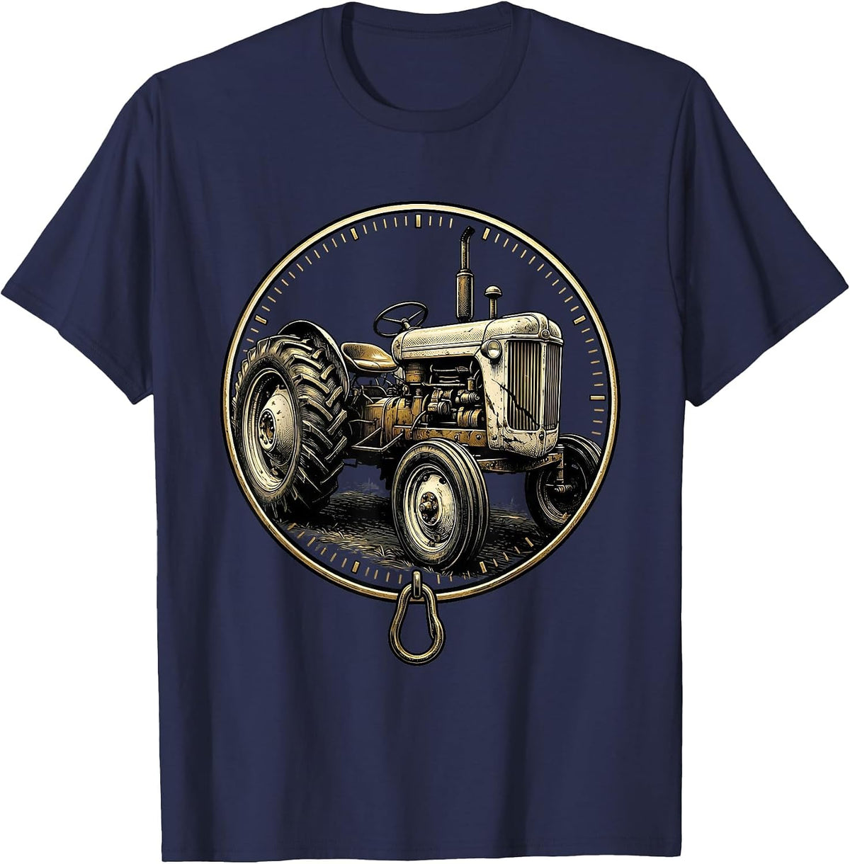 Vintage Tractor Emblem Farmer Farm Pride T-Shirt - Navy Blue