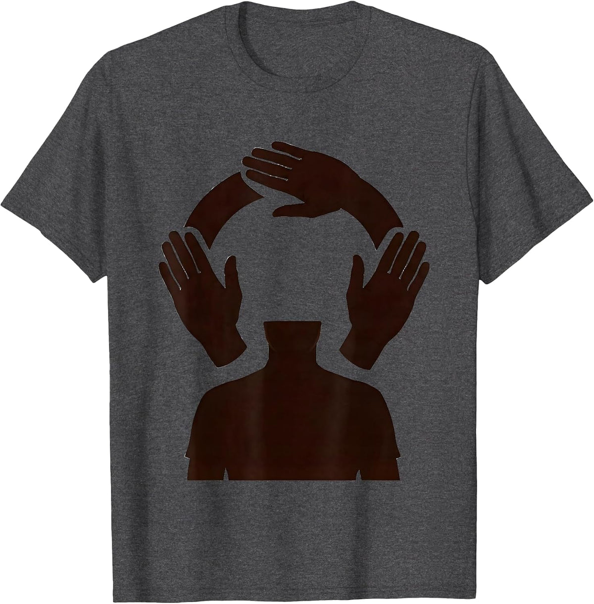 Men's Phased Hand Silhouettes ASL Teacher Deaf Awareness T-Shirt - Dark Heather Grey