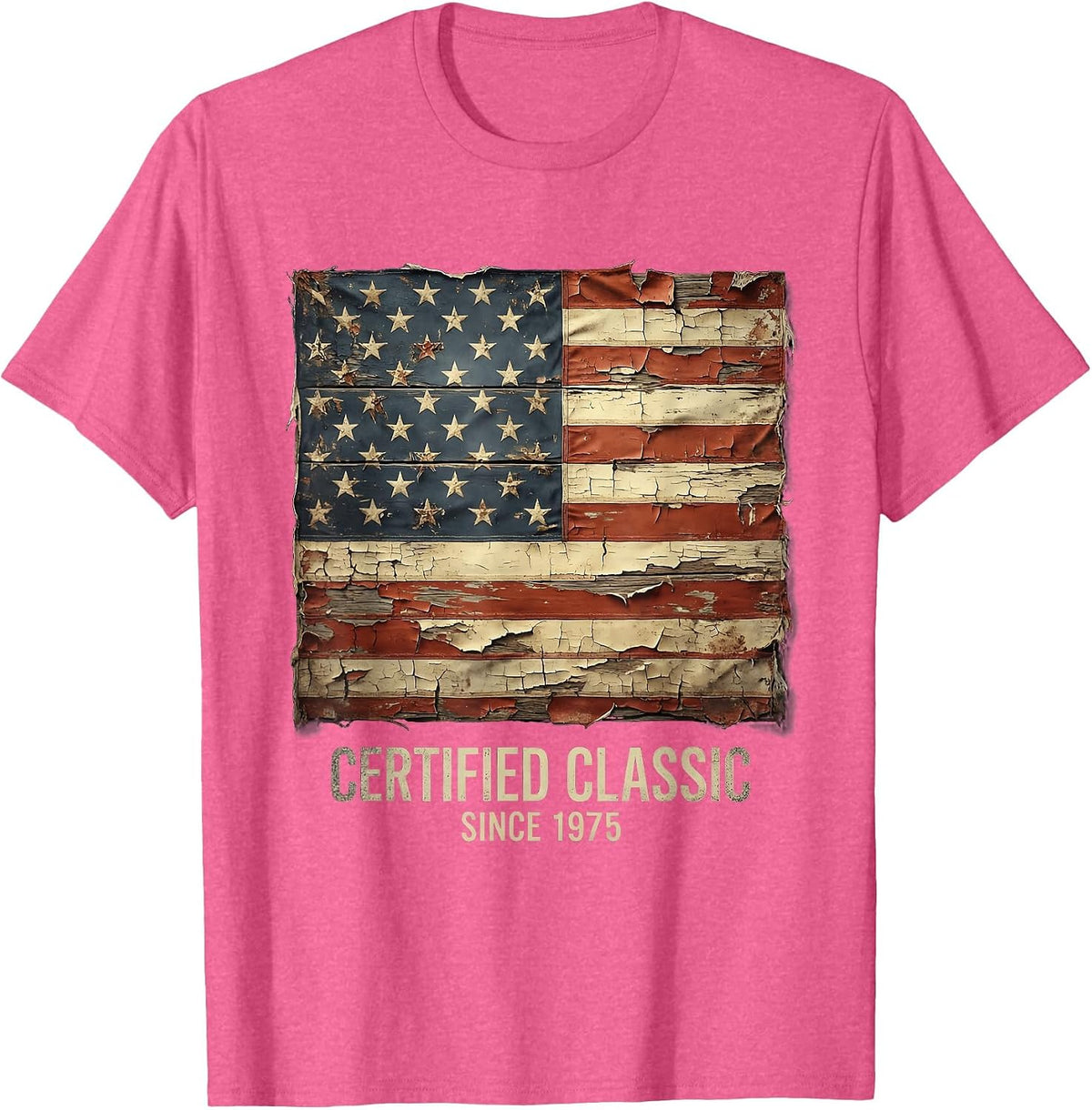 Certified Classic Since 1975 Vintage Birthday Design T-Shirt - Pink Heather