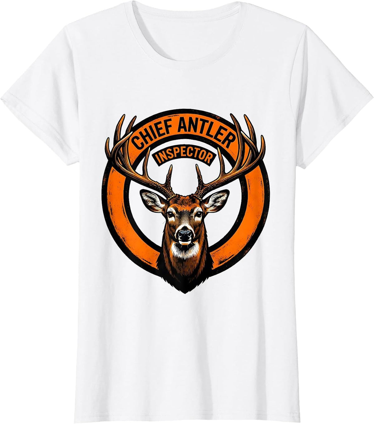 Chief Antler Inspector Funny Deer Hunting Dad Hunter Gift T-Shirt - White