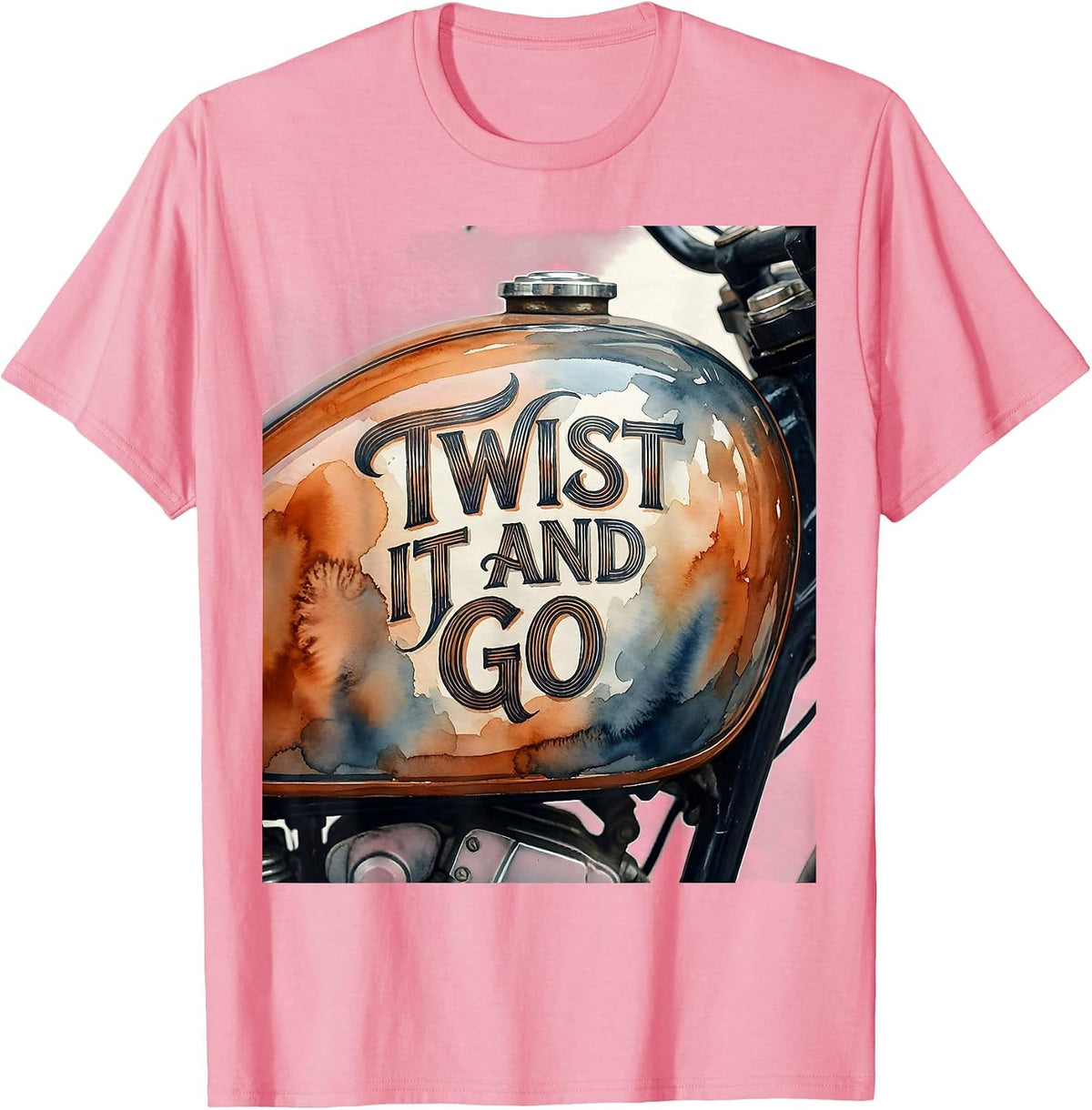 Men's Twist It and Go Motorcycle Rider Design T-Shirt - Pink