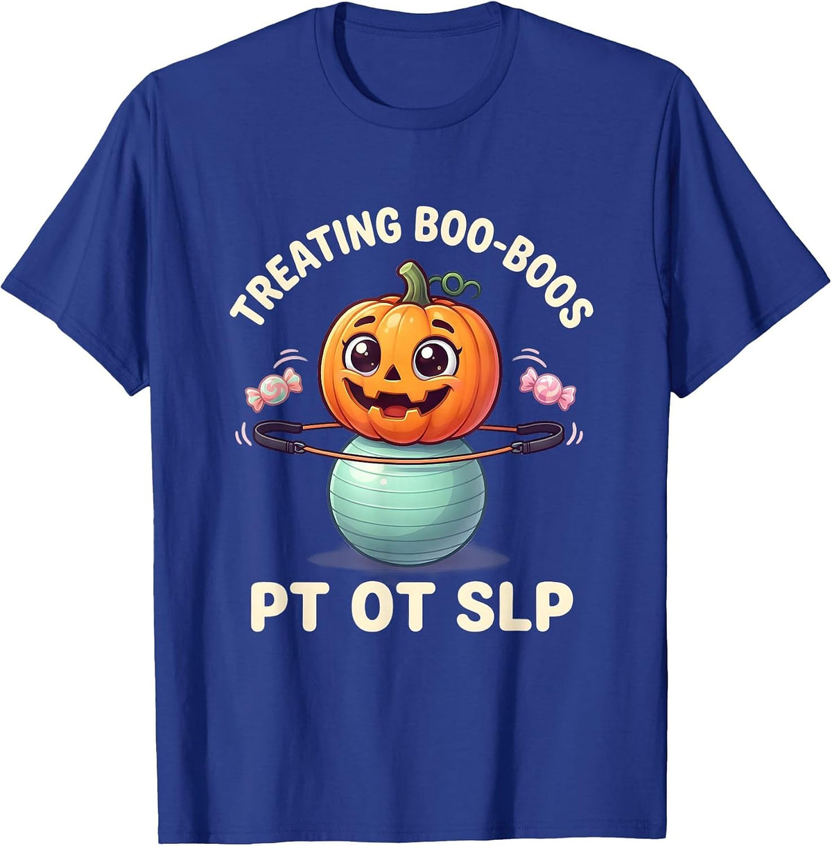 Treating Boo-Boos PT OT SLP Cute Kawaii Halloween Therapy T-Shirt - Royal Blue