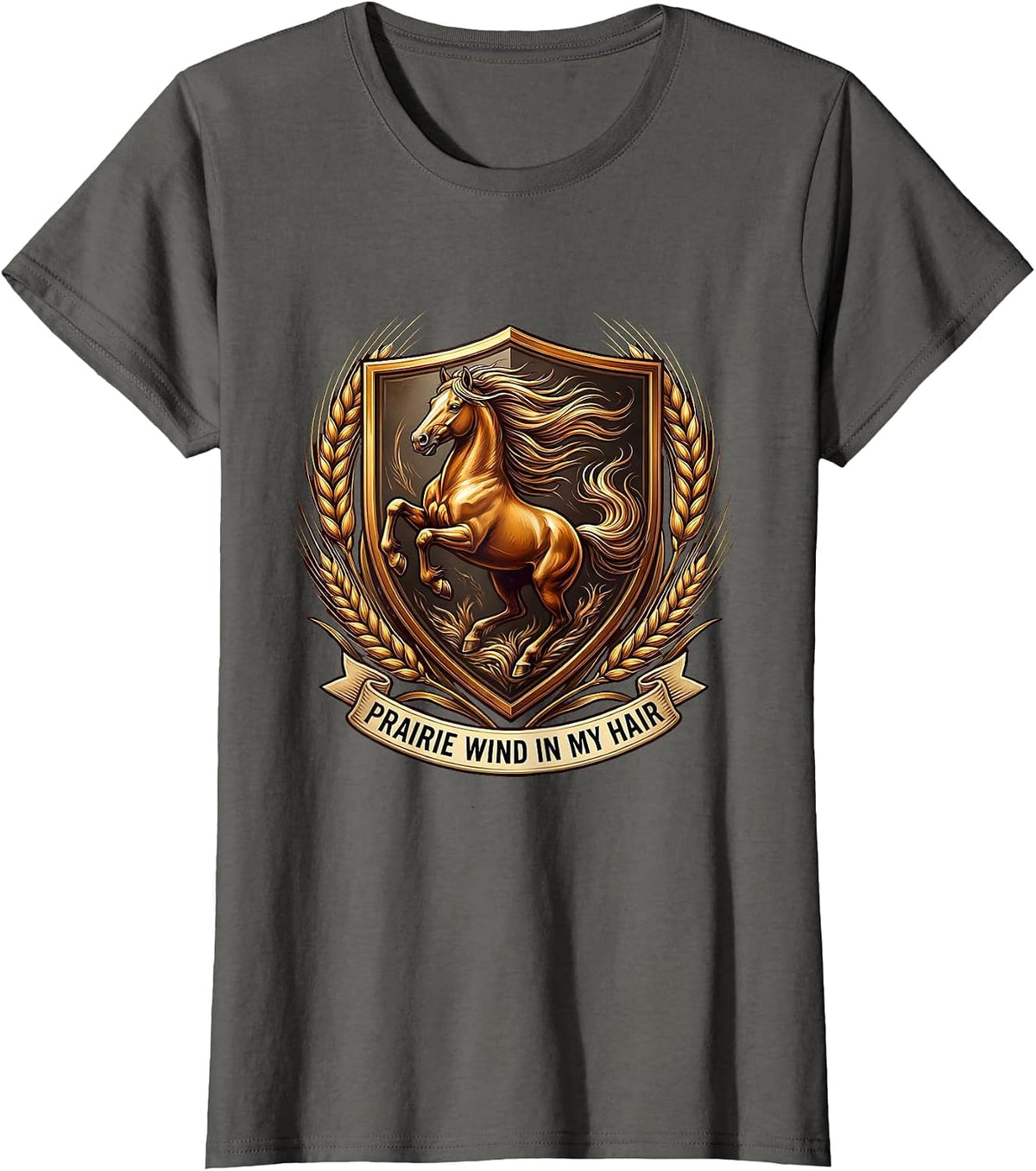 Women's Prairie Wind In My Hair Western Design T-Shirt - Asphalt Grey