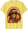 Men's White Cowgirl Tipping Hat Winking Illustration T-Shirt - Lemon Yellow