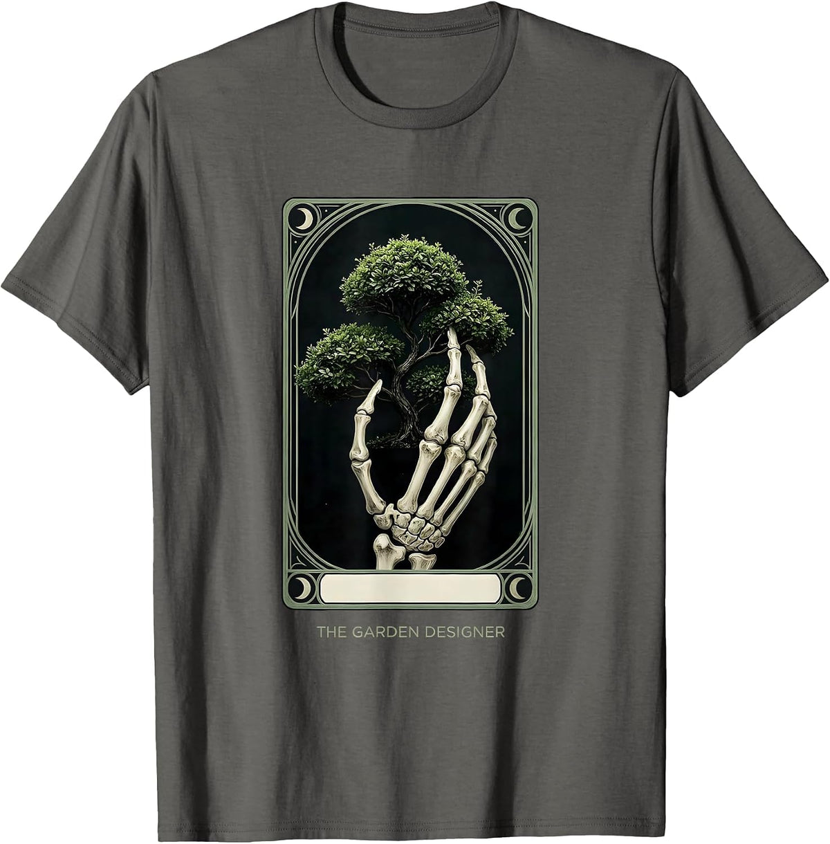 The Garden Designer Vintage Tarot Card Skeleton Role Humor T-Shirt - Asphalt Grey