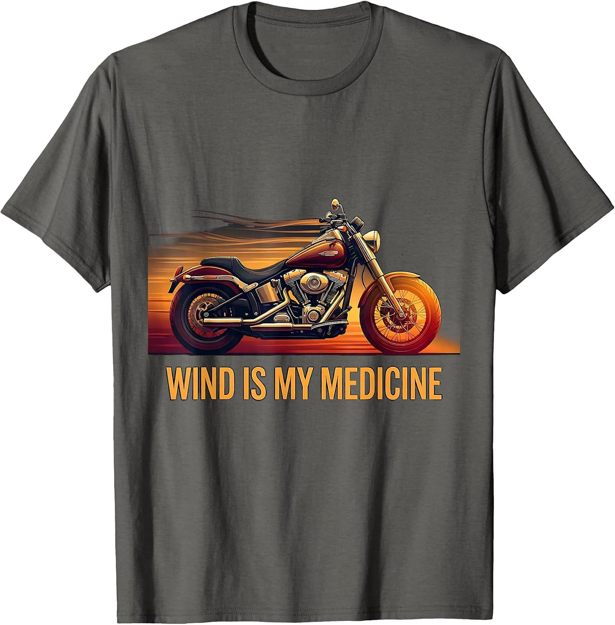 Men's Wind Is My Medicine Motorcycle Riding Design T-Shirt - Asphalt Grey
