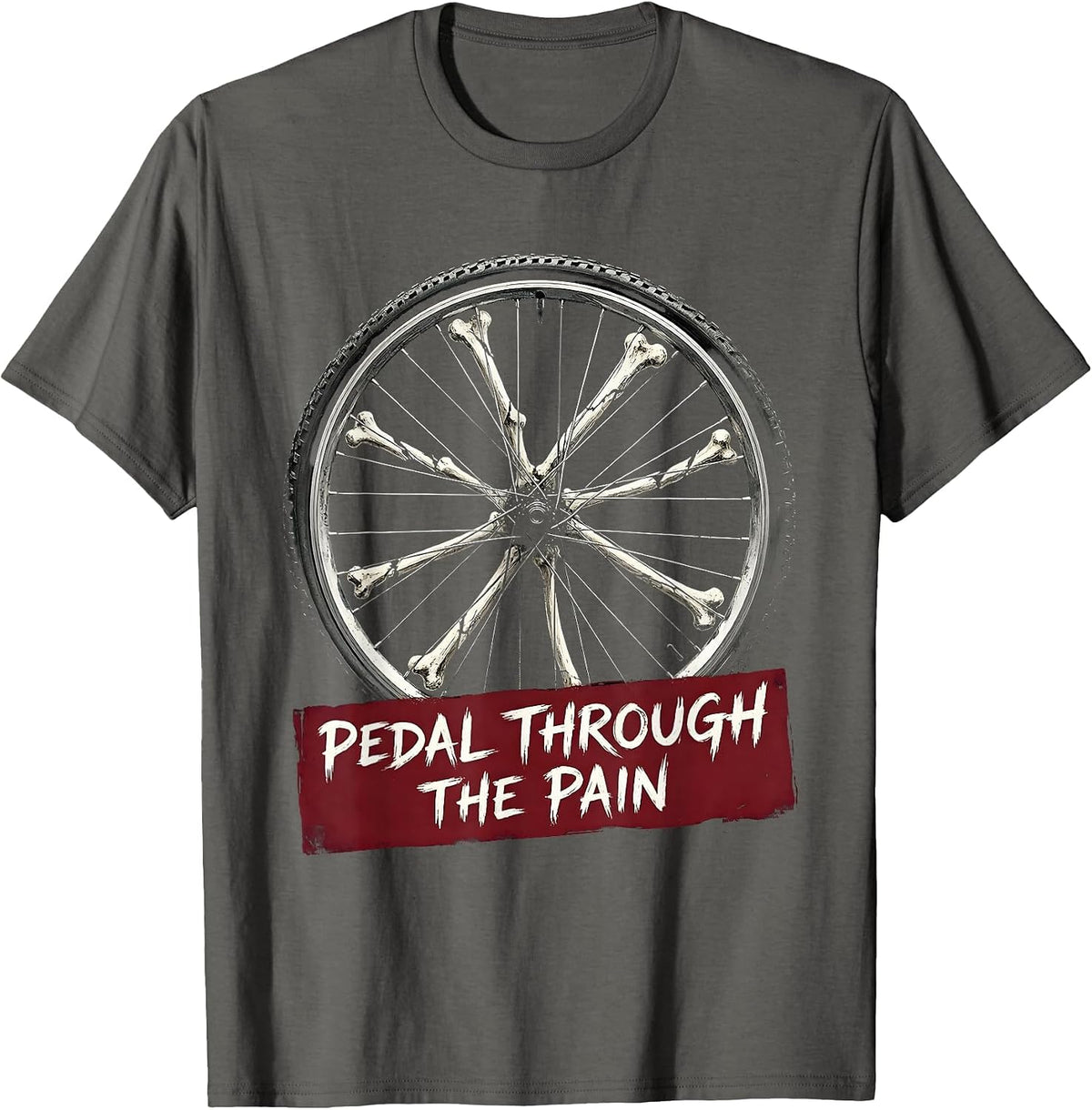 Pedal Through The Pain Cycling Design T-Shirt - Asphalt Grey