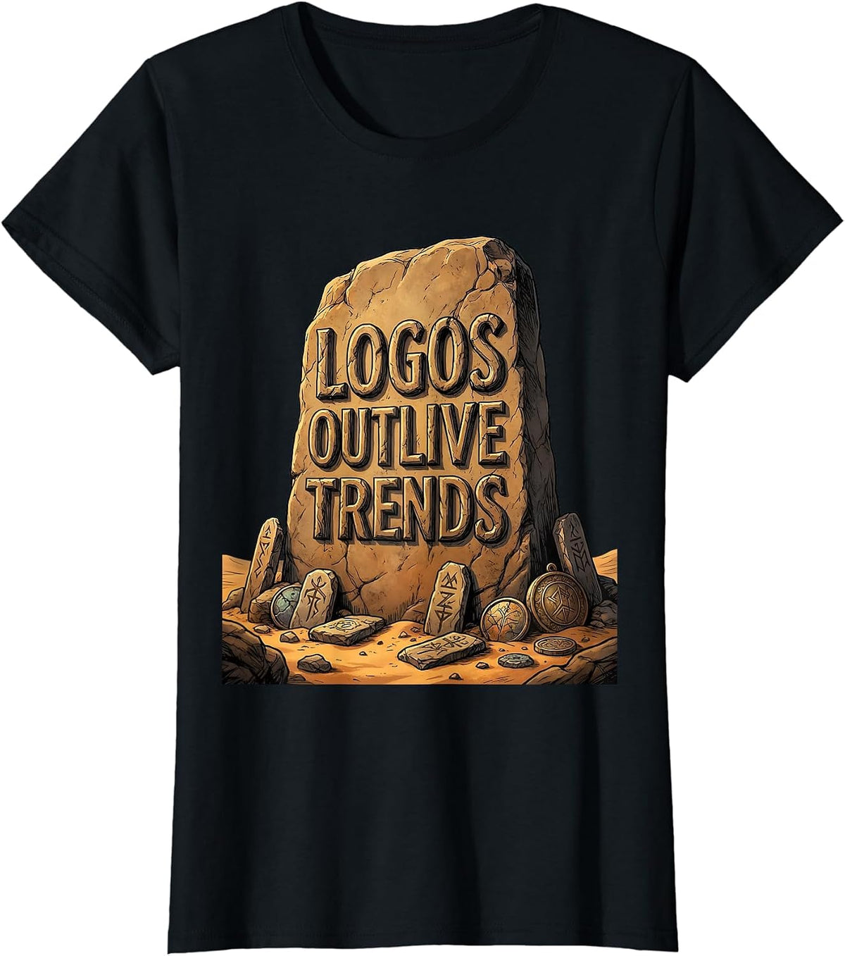 Logos Outlive Trends Graphic Designer Tee T-Shirt - Black