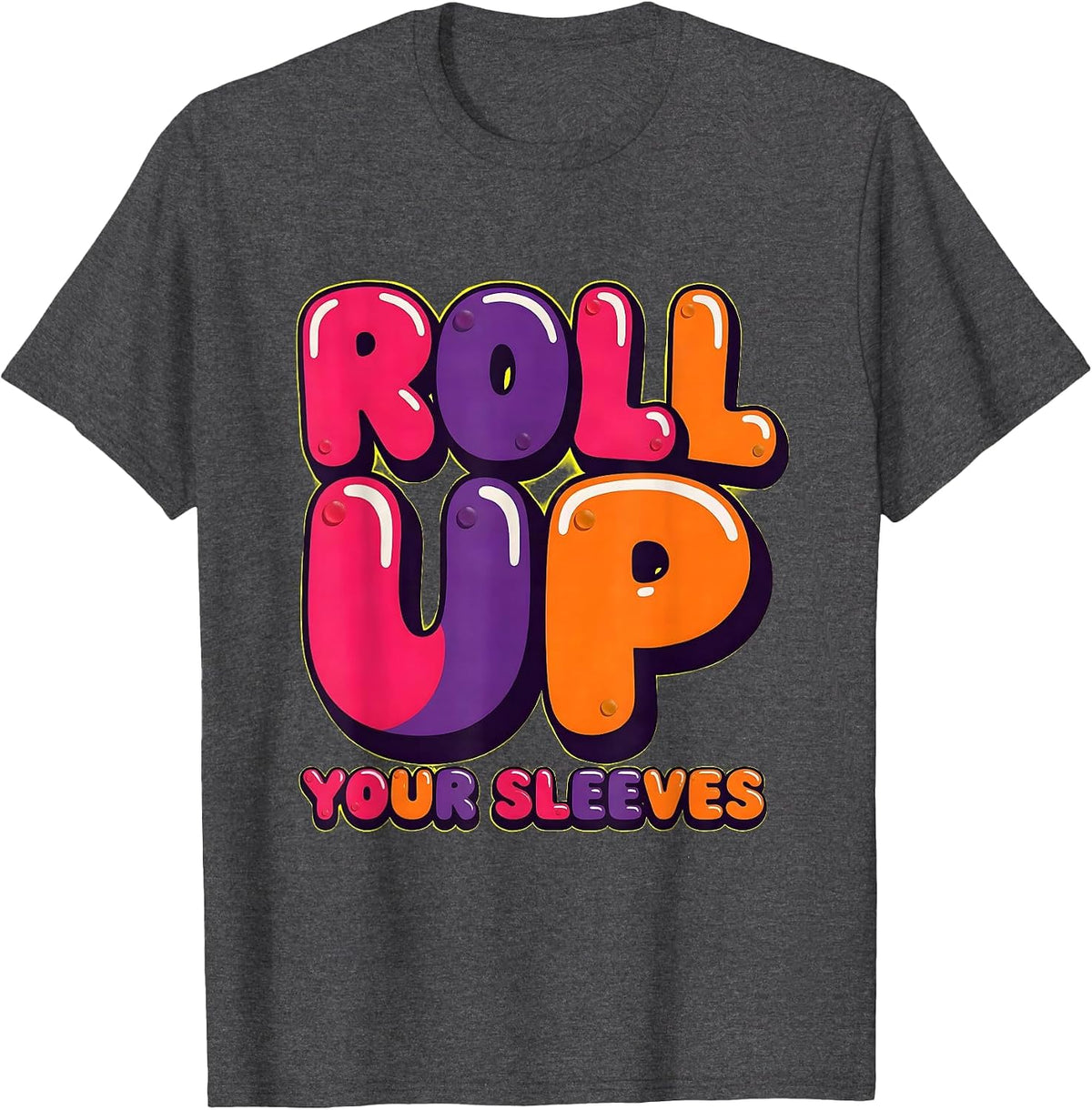 Roll Up Your Sleeves Rosie The Riveter Design T-Shirt - Dark Heather Grey