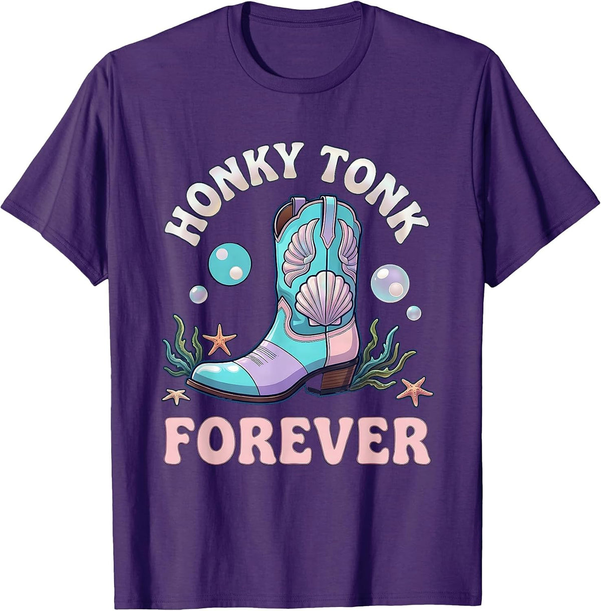 Honky Tonk Forever Country Music Design T-Shirt - Purple