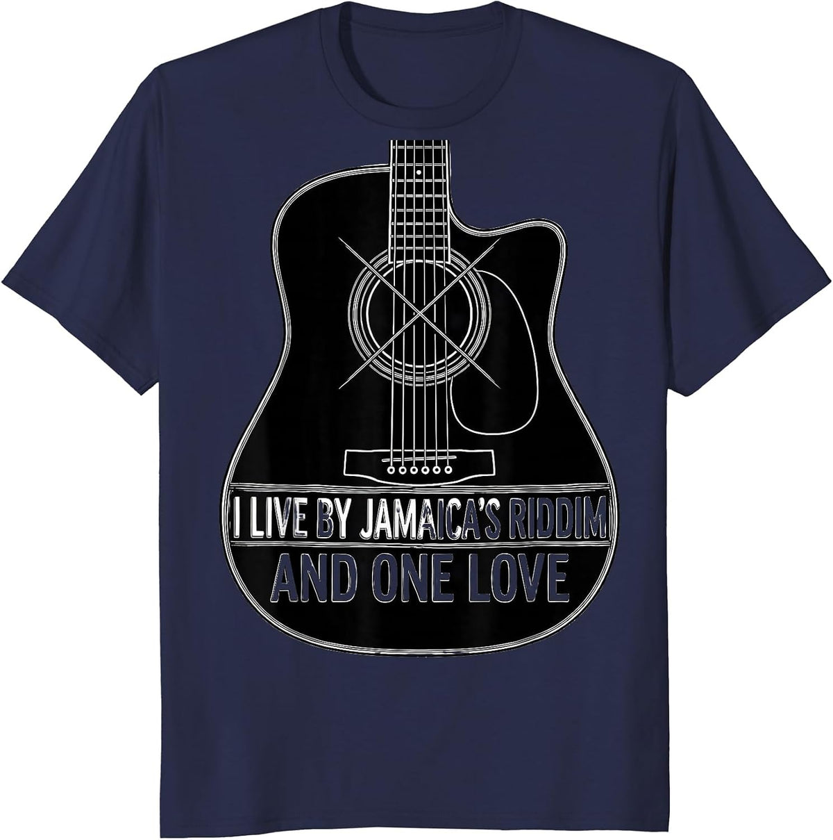 Men's I Live By Jamaica's Riddim And One Love Jamaican Pride T-Shirt - Navy Blue