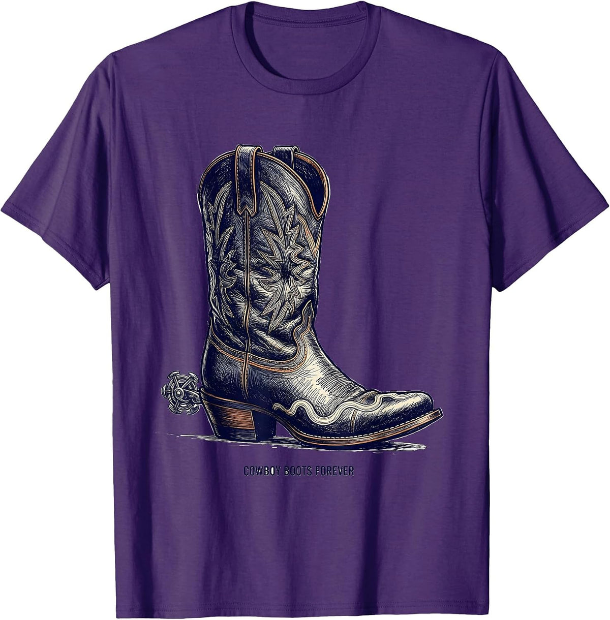Cowboy Boots Forever Western Design T-Shirt - Purple
