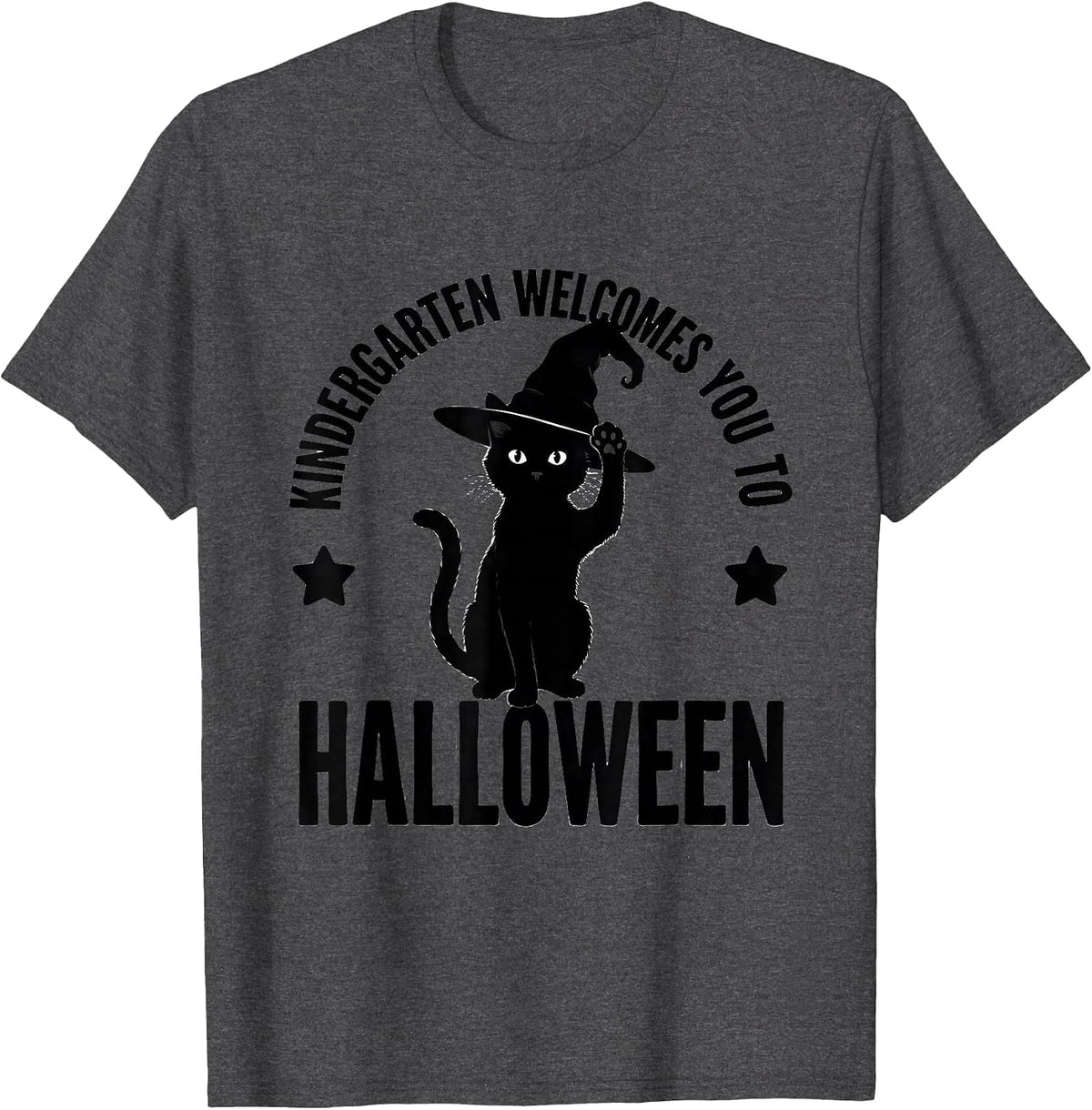 Kindergarten Welcomes You To Halloween Playful Teacher T-Shirt - Dark Heather Grey