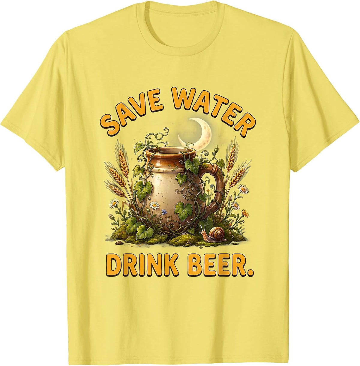 Men's Save Water Drink Beer Funny Brewing Design T-Shirt - Lemon Yellow
